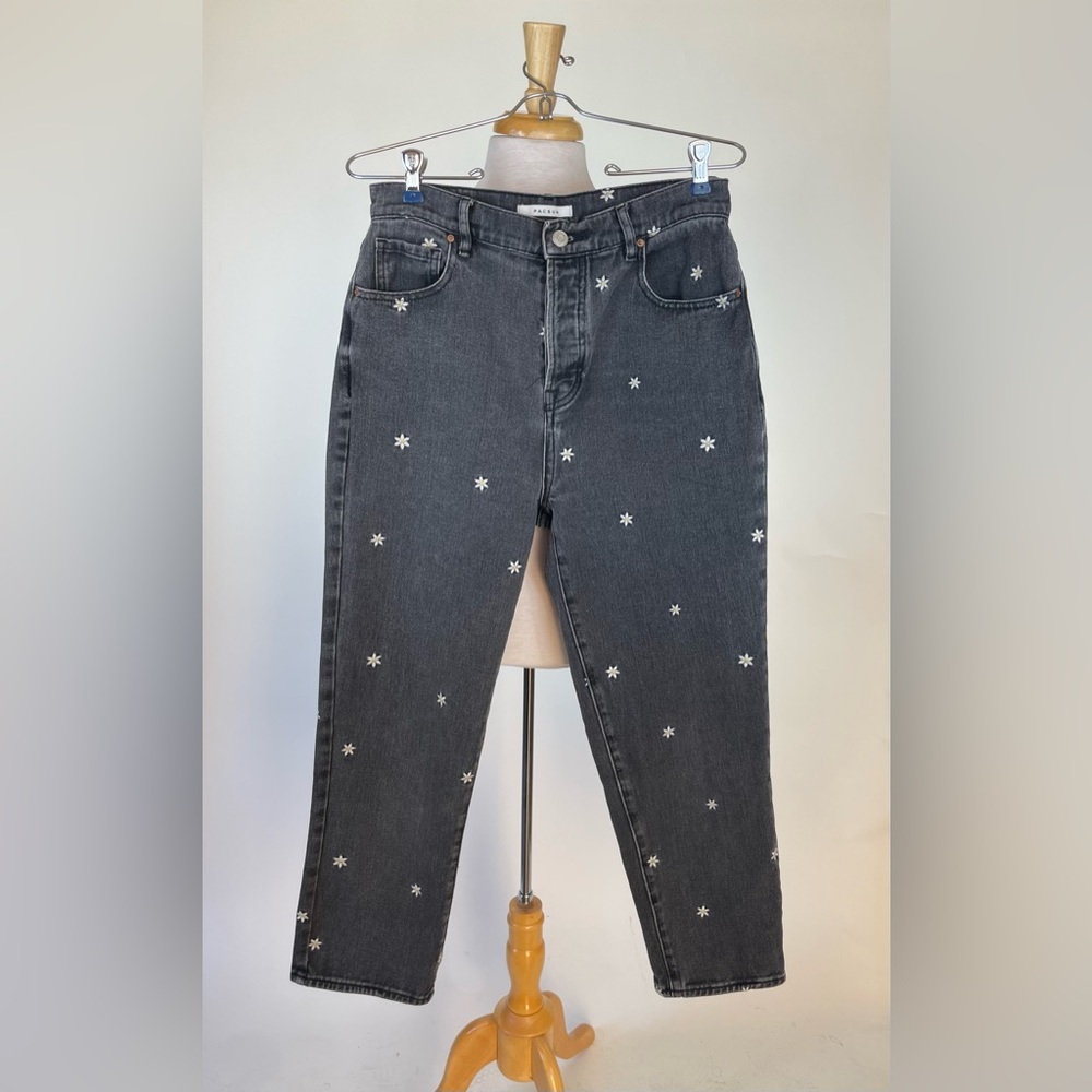 PACSUN High Rise Straight Jeans w/Daisy’s - Gray 28